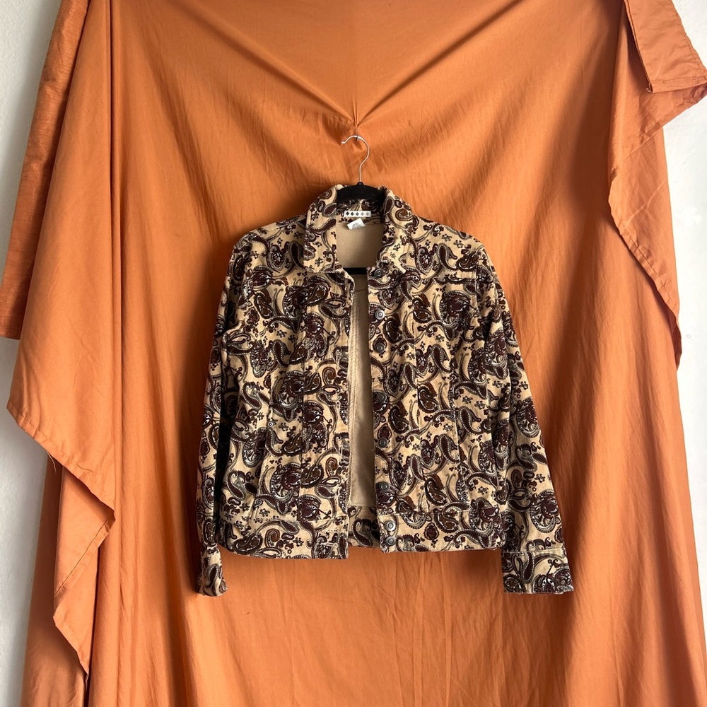 Vintage Paisley Printed Corduroy Jacket (Small)